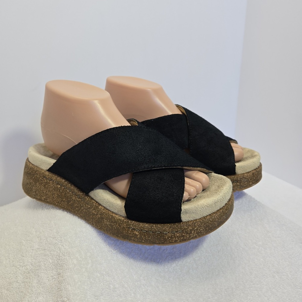 Dansko Bridget Womens Size 39  Burnished Suede Black Sandals Slides Slip On Shoe